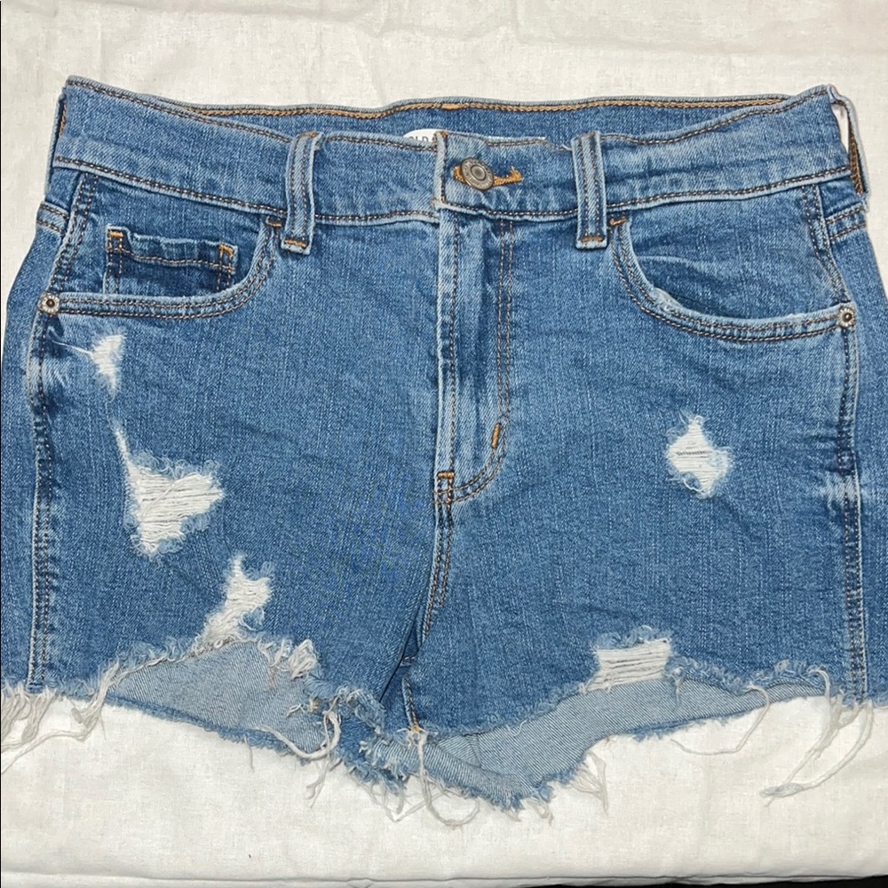 Blue Denim Distressed Women's Shorts
